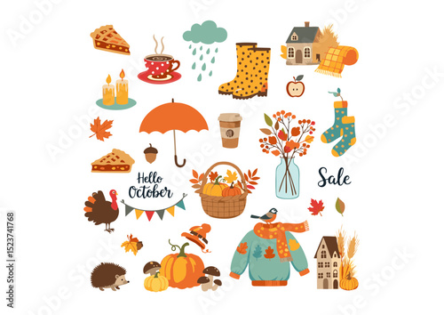 Autumn Harvest Collection Cozy Fall Illustrations, Perfect for October Decorations and Thanksgiving Designs