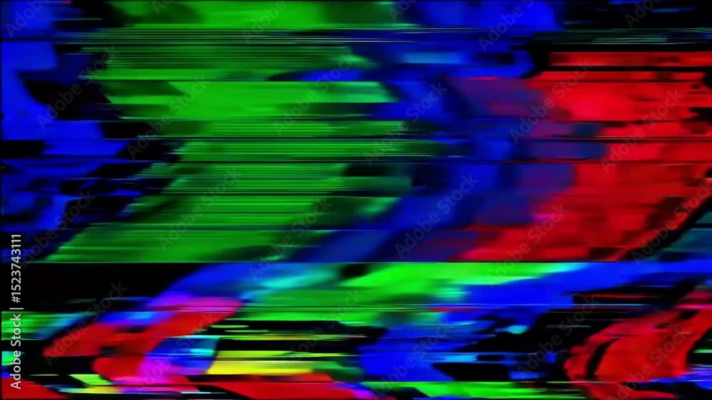 RGB split flicker effect—red, green, and blue channels separate and jitter briefly before cutting to the next scene. Edgy, digital, glitch-inspired visual transition