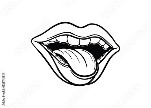 Silhouette of tongue isolated on a white background