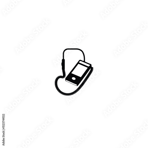 Minimalist silhouette of a Doppler fetal monitor with a handheld design on white background