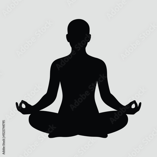 Silhouette woman meditating in lotus position Illustration Vector