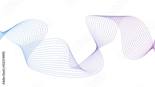 Vector curvy abstract line art wavy flowing dynamic green pink purple yellow black in concept music or sound, wave, wind, information flow