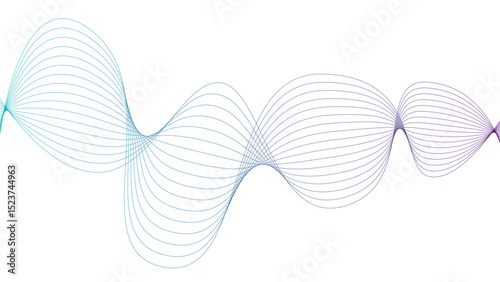 Vector curvy abstract line art wavy flowing dynamic green pink purple yellow black in concept music or sound, wave, wind, information flow