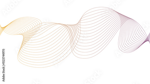 Vector curvy abstract line art wavy flowing dynamic green pink purple yellow black in concept music or sound, wave, wind, information flow