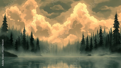 Mirror Lakes boasts a serene vista where clouds, trees, and reflections intertwine tranquilly