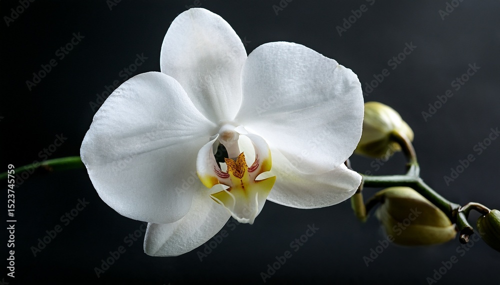 Obraz premium White Orchid Against Dark Background. Generated image