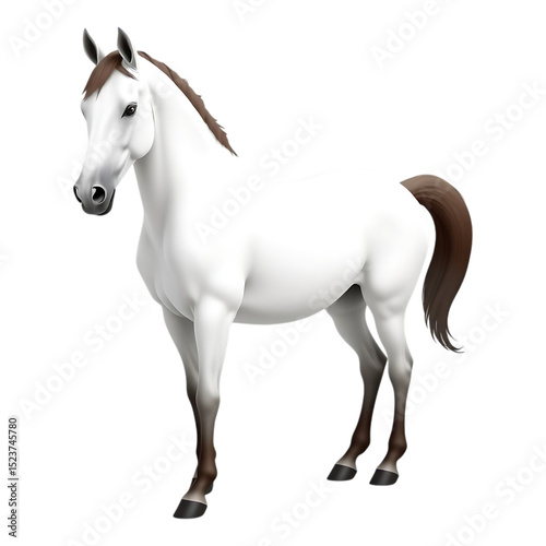 White Horse Standing on a Transparent Background