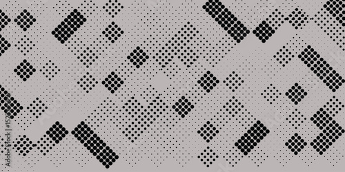 Pixelated bitmap slanted gradient texture. Oblique dither diagonal pattern background. 8 bit video game screen wallpaper. Retro glitchy pixel art illustration. Abstract vector wide dithering border