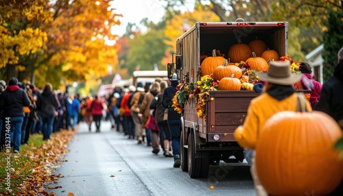 Autumn parade with pumpkins