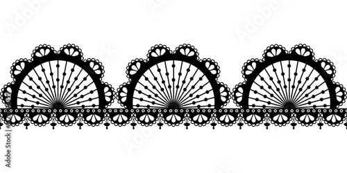 Lace Border seamless decorative element on transparent background, for overlay use on digital design, bridal themes, packaging,textile mockups, and decorative print work