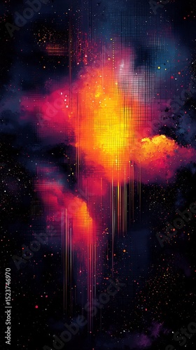 Artistic Digital Cover With Dynamic Abstract Brushstroke Textures Colourful Overlay Grid Patterns and Modern Generative Design