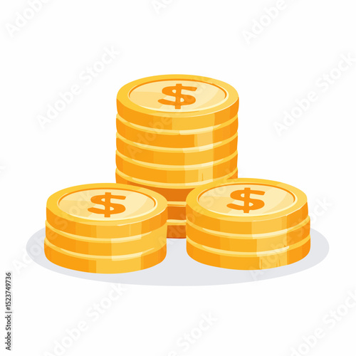 Golden Stacks: A graphic representation of financial prosperity, featuring stacks of glistening gold coins with dollar sign, symbolizing wealth and financial growth.
