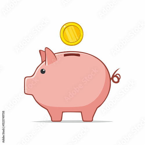 Saving for the Future: A charming piggy bank symbolizes financial security, with a golden coin about to be deposited, representing the importance of savings and investment for future goals.
