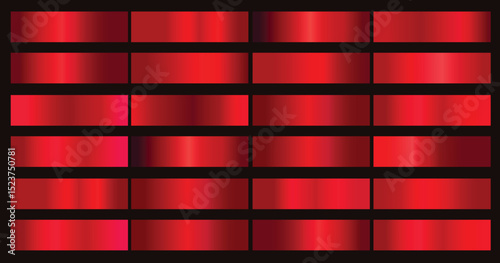 Vector collection of red metallic gradients, chrome christmas gradient set, red gradients metallic gradients set.eps8