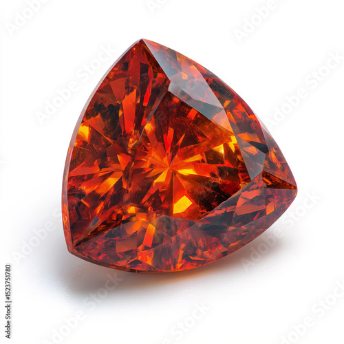 A photorealistic single faceted spessartite garnet gemstone photo