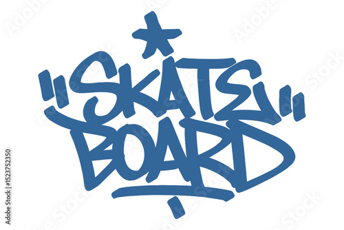 Graffiti tag text "Skateboard" in bold blue urban style with skate vibe. Hand-drawn lettering with raw spray paint texture. Perfect for streetwear, posters, merch, and edgy designs.
