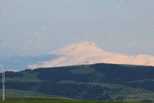 western slope of mount elbrus on a sunny summer day