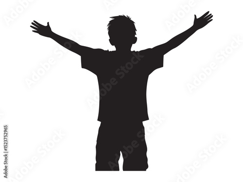 Silhouette of a child with arms outstretched, expressing joy or freedom