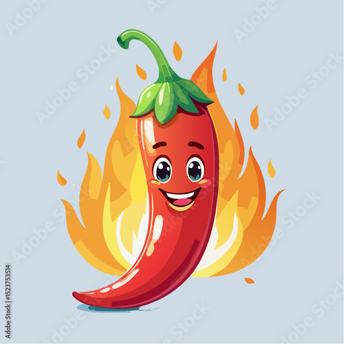 Spicy Cartoon Chili Pepper Character Illustration