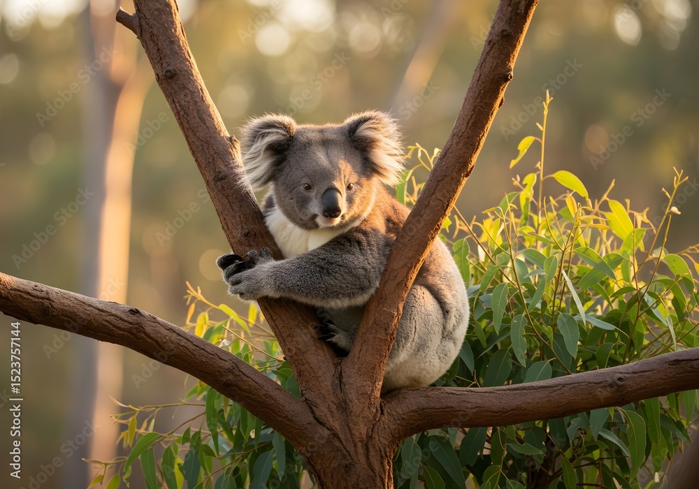 Obraz premium a koala is climbing a tree 