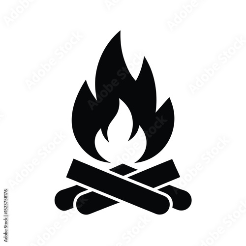 Campfire Woodpile Icon Vector Illustration
