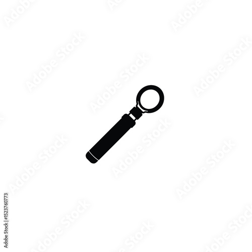 Minimalist silhouette of an ophthalmoscope with a handle and rounded top on white background