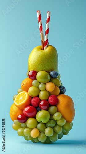 Edible Fruit Sculpture: A Pear Made of Fresh Produce