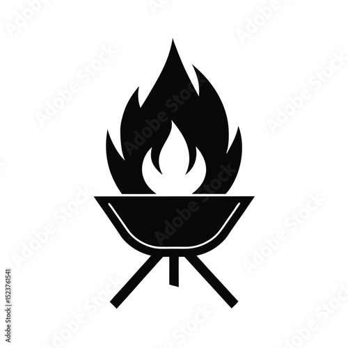 Folding Fire Pit Icon Vector Illustration
