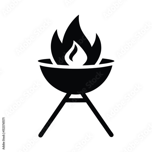 Folding Fire Pit Grill Icon Vector Illustration