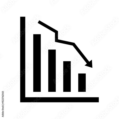 Business downward icon, Graph and Chart icon, Containing data, fall percentage, direction recession, data analytics, business, report. Vector Illustration design.
