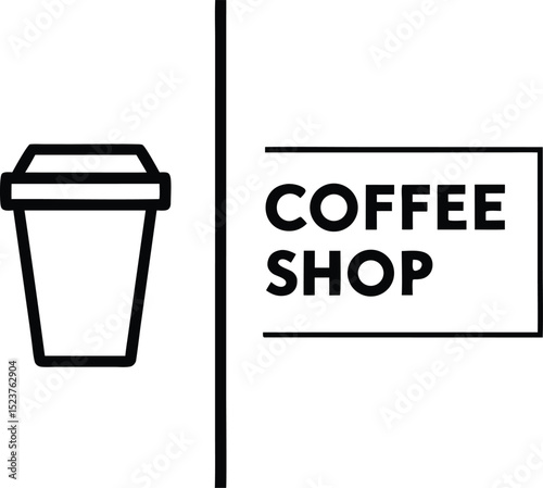 Coffee shop icon disposable cup take away beverage minimalist design