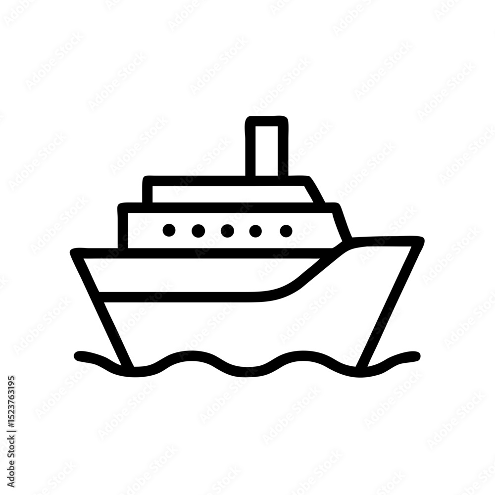 Cruise ship outline icon. Black illustration, vector. Modern minimal flat design, white background. Cruise ship outline icon. Black illustration, vector. Modern minimal flat design, white background.