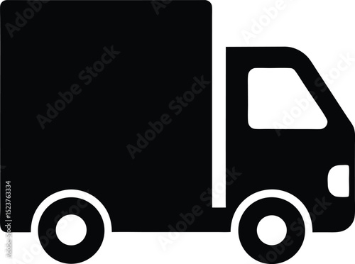 black silhouette of a delivery truck icon logistics