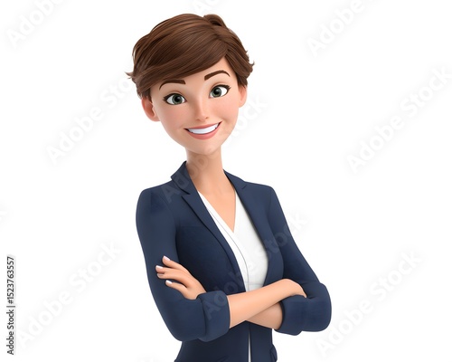 3D cartoon of a confident businesswoman