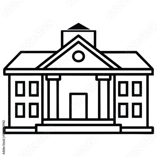 School building icon. Outline illustration of school building vector icon for web