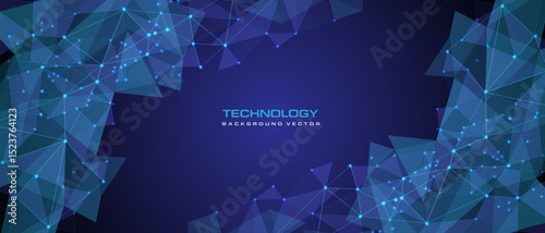 Abstract technology blue triangle low polygon mesh connect network geometric design modern futuristic background vector