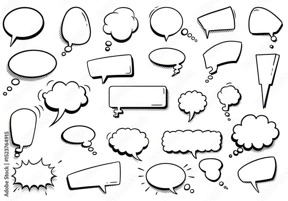Fototapeta premium Black speech bubbles on white.