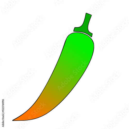 Green hot chili pepper food isolated on white background