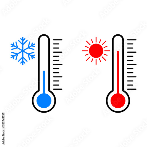 Termómetros con temperaturas frías y calientes para verano e invierno.