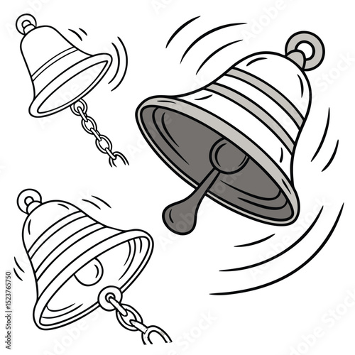 Collection set of A ringing alarm bell, In different perspectives