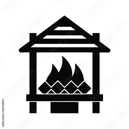 Outdoor Firewood Rack Icon Vector Illustration
