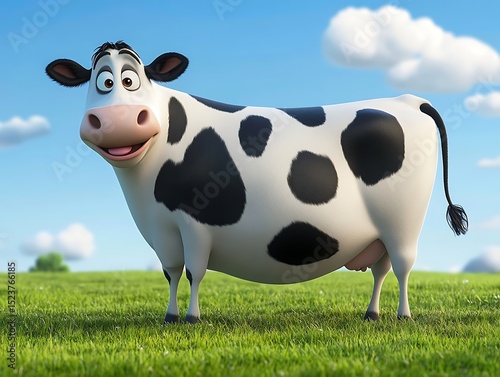 Happy Cow Holstein Milk calf farm animals domestic cattle adult young Cartoon Vector Illustration