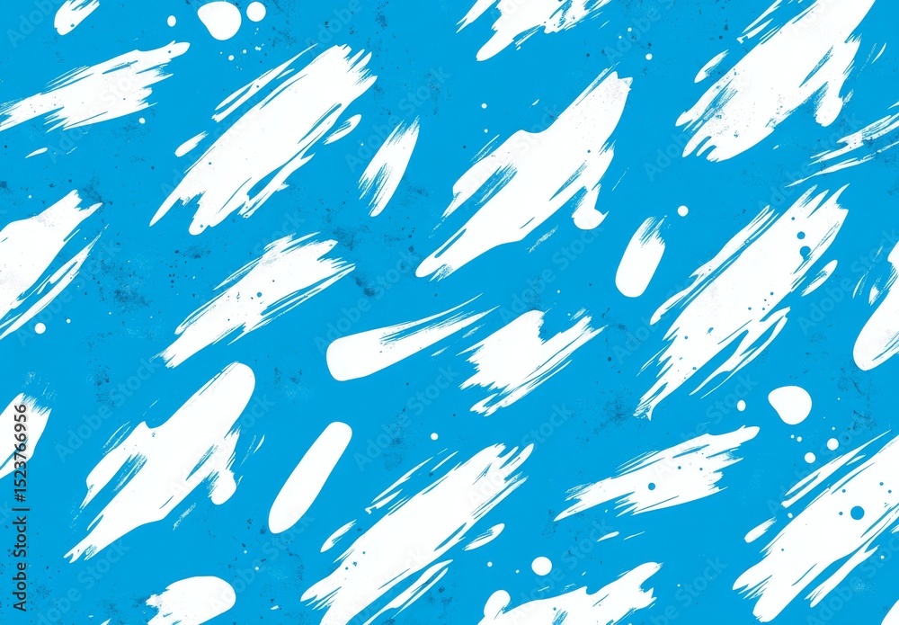 Fototapeta premium An abstract background for a poster banner or header is formed by expressive brushstrokes that dance across a blue canvas backdrop