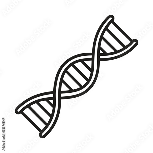 DNA icon vector. Black and white illustration of DNA. Isolated on white background.
