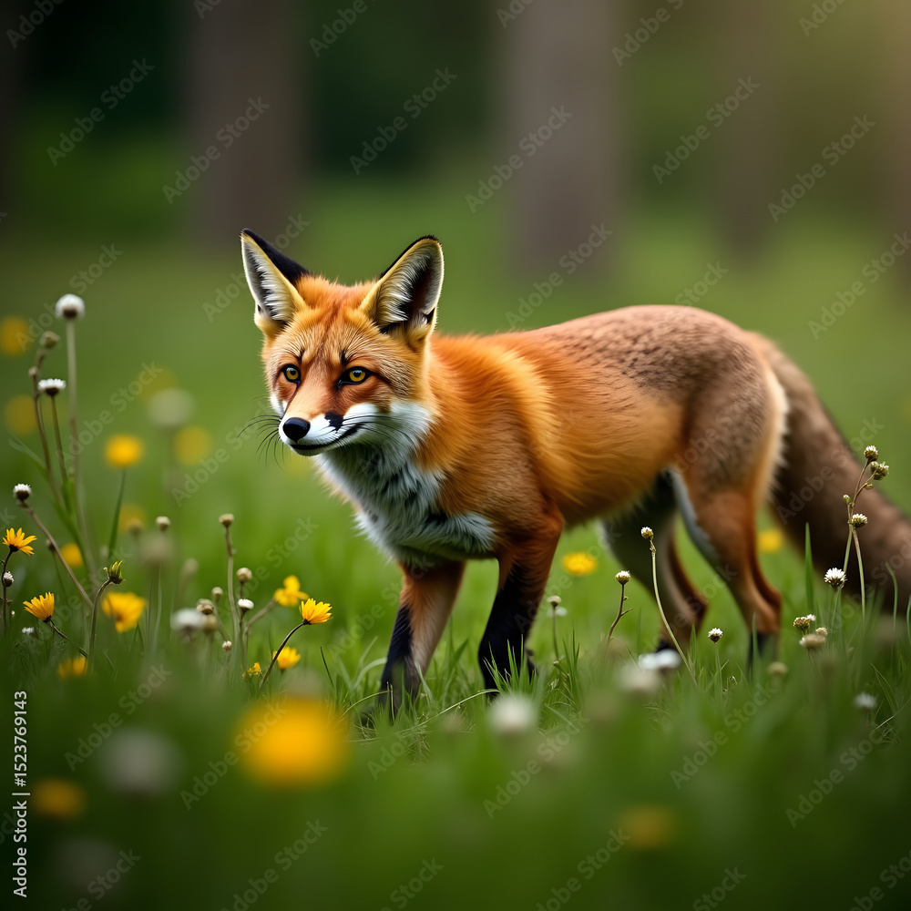 Fototapeta premium Wild red fox vulpes vulpes
