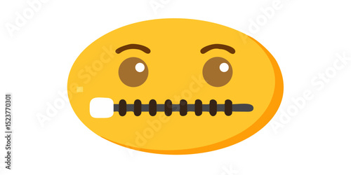 A zipper-mouth emoji face with a neutral expression, symbolizing secrecy or the desire to keep something hidden in bright yellow tones.
