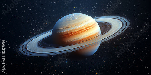 Detailed view of saturn in deep space starfield with its magnificent rings striking visual of saturn against a backdrop of countless stars awe inspiring celestial scene