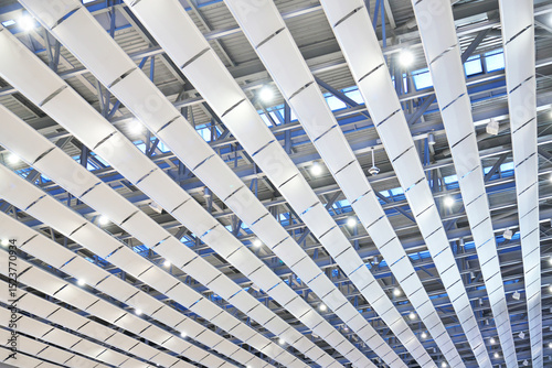 Metal roof structure of working building.