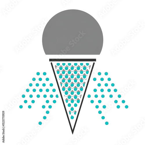 Ice cream cone with teal sphere pattern