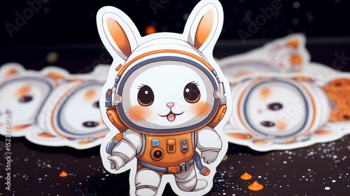 Cute bunny astronaut stickers.
